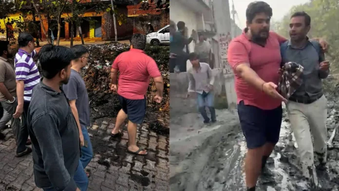 JE dragged mud in Muzaffarnagar: मुजफ्फरनगर में मचा हड़कंप, किसान नेता ने जेई को पकड़कर कीचड़ में घसीटा, ग्रामीणों ने दी चेतावनी